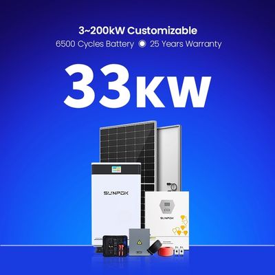 33KW Hybrid Solar Energy System Grid Tied Solar Panels Kit with Inverter/11KW System 22KW Solar Panel System