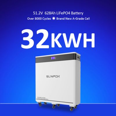 30Kwh 32Kwh 8000 Cycles 628Ah Vertical Moveable LiFePO4 Battery 51.2V 600Ah 628Ah Battery Cell For Home Energy Storage