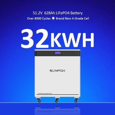 51.2V 600Ah 628Ah 30kWh 32kWh Lithium Ion Batterie Storage Battery Solar Rechargeable Lifepo4 Batteries