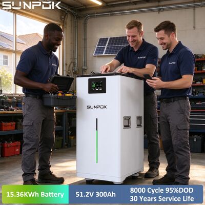 SUNPOK 10000+ Cycles 15KWh Battery Pack 51.2V 15kw Lithium Lifepo4 Battery 300Ah 15KWh 48V Energy Storage Batteries Backup Power