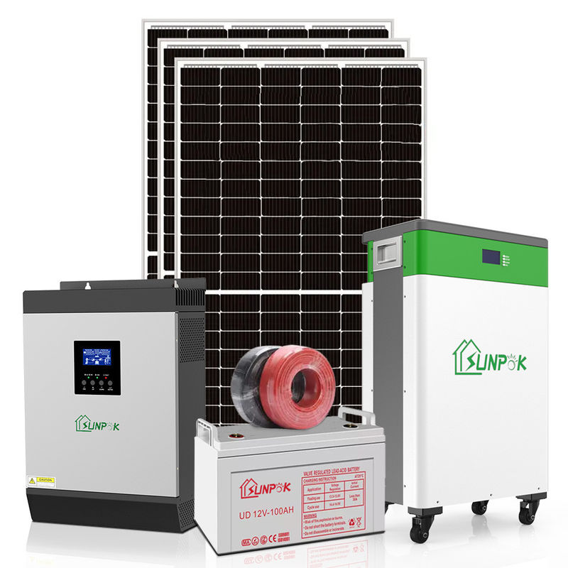 Ηλιακή τροφοδοτημένη εγχώρια 1KW 3KW 5KW 10KW κατοικημένη ηλιακή εγκατάσταση εγχώριων ηλιακών συστημάτων 10kw Sunpok