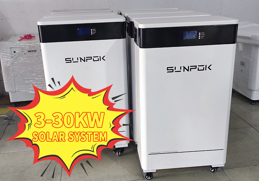 Υβριδικά συστήματα ηλιακής ενέργειας 30kw 20kw 10kw Συστήματα αποθήκευσης ενέργειας 3 φάσης 40kwh Ηλιακό σύστημα μπαταρίας λιθίου