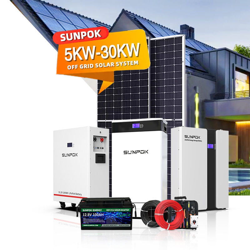 Sunpok 5Kw 6Kw 8Kw 10Kw 11Kw 12Kw 15Kw 20Kw Φωτοβολταϊκό εκτός δικτύου Συμπλήρωμα Ηλιακή ενέργεια εκτός δικτύου Οικιακά συστήματα ηλεκτροπαραγωγής
