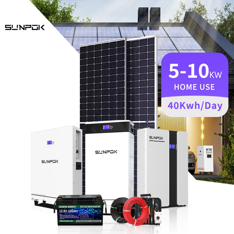 Συμπλήρωμα 30kw Off-Grid Υβριδικό Ηλιακό Συστήμα Ηλιακών Μπαταριών Οικιακή Χρήση 5kw 8kw 15kw Κιτ