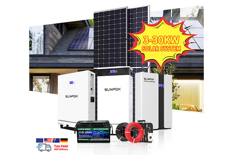 Υβριδικό 6kw 8kw 10kw 12kw 20kw Ηλιακό σύστημα Ηλιακό πάνελ 10kw Σύστημα Λυθίου μπαταρία 48v 100ah Για ηλιακό σύστημα