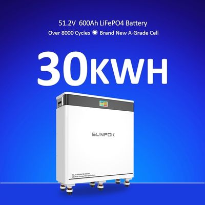 New Energy Home Solar Storage System 51.2V 600ah 30kWh Lifepo4 Hybrid Grid Solar Lithium Battery Pack CAN Communication
