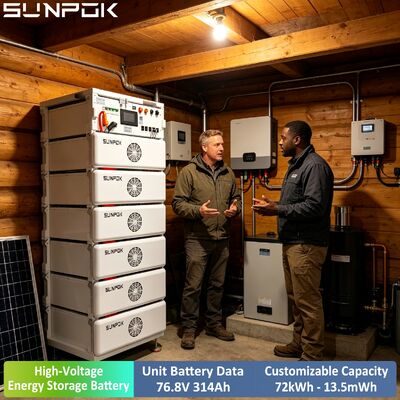 SUNPOK 76.8V 314AH 24.12kWH Σύστημα αποθήκευσης ενέργειας υψηλής τάσης Φωτοβολταϊκό υβριδικό Εμπορική βιομηχανική χρήση Κατασκευασμένο στην Κίνα