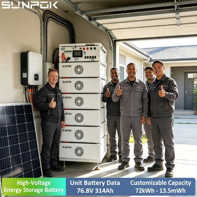 Sunpok Αδιάλειπτες Παροχές Ρεύματος 24.12kWh 314Ah 76.8V Υψηλής Τάσης Ηλιακή Μπαταρία LFP LiFePO4 για Εμπορική Χρήση