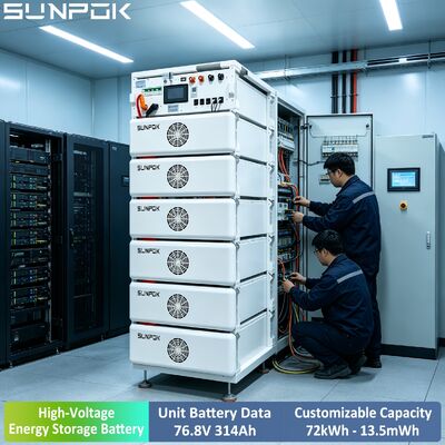Sunpok 76.8V 314AH Υψηλή τάση LiFePO4 μπαταρία Αποθήκευση ενέργειας 24.12kwh 265KWH Φωτοβολταϊκό υβριδικό σύστημα Βιομηχανικό εμπορικό