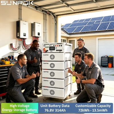 SUNPOK Σύστημα Ενέργειας Εκτός Δικτύου 192kWh Τράπεζα Μπαταριών LiFePO4 102.4V 314Ah 50kW Υβριδικός Μετατροπέας 6 Διαμορφώσεις