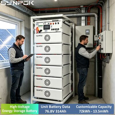 Sunpok Υψηλής Τάσης 76.8V 314AH Μπαταρία Λιθίου Boost 100kWh 200kWh 500kWh Σύστημα Μπαταριών LiFePO4 για Εμπορική Χρήση