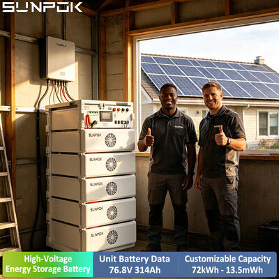 SUNPOK Συστήματα Συσσωρευτών Υψηλής Τάσης HV για Αποθήκευση Ηλιακής Ενέργειας 76.8V 314Ah Συστοιχία Μπαταριών Ιοντολιθίου